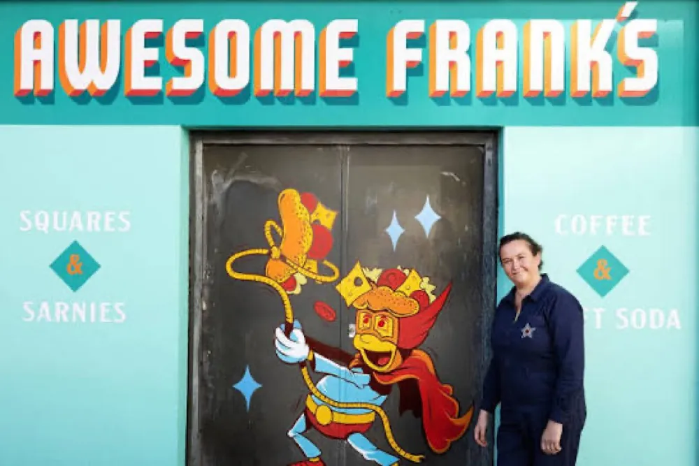 Alex, owner of Awesome Franks, outside the caf&eacute; in West Jesmond