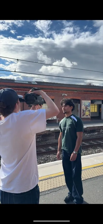 Filming the Awesome Franks promo at West Jesmond Metro Station